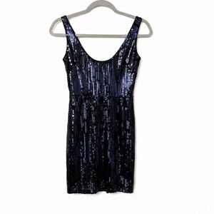 Aidan Mattox Sequin Scoop Neck Bodycon Mini Dress Black Size XS / US 2
